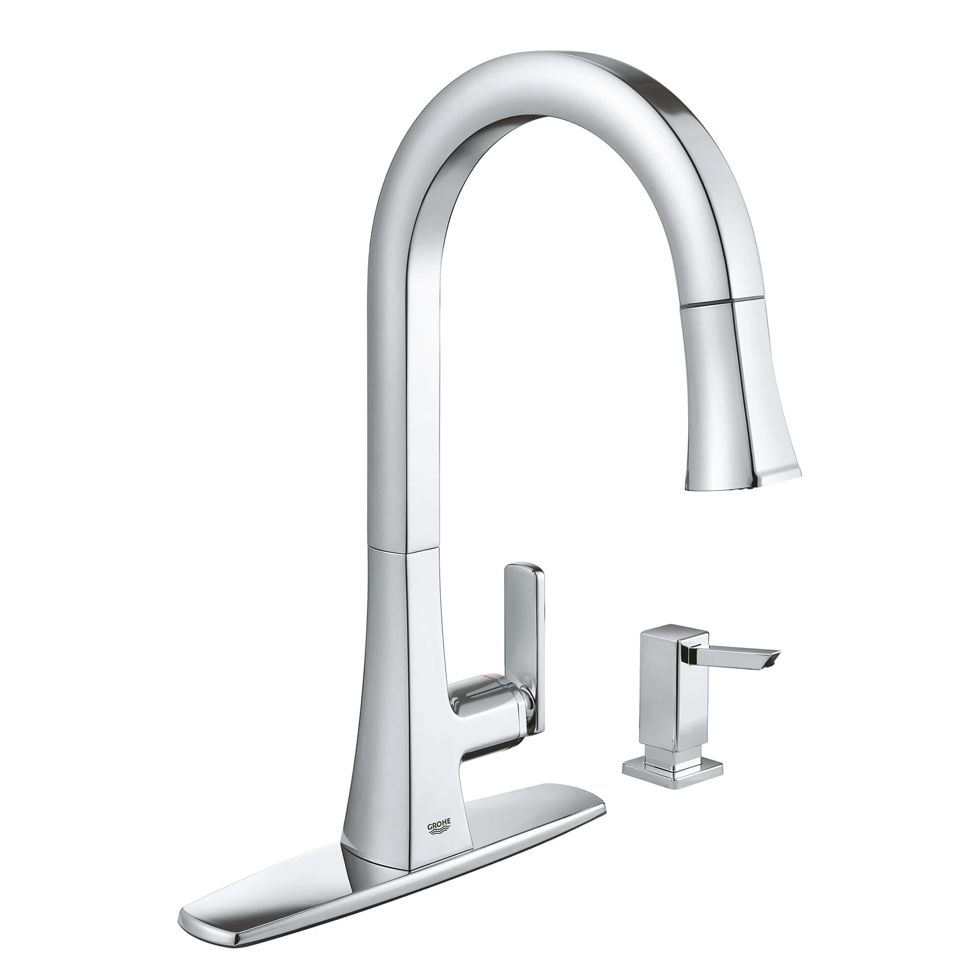 kitchen pull down single faucet faucets handle hole spray grohe dual carre gpm chrome water